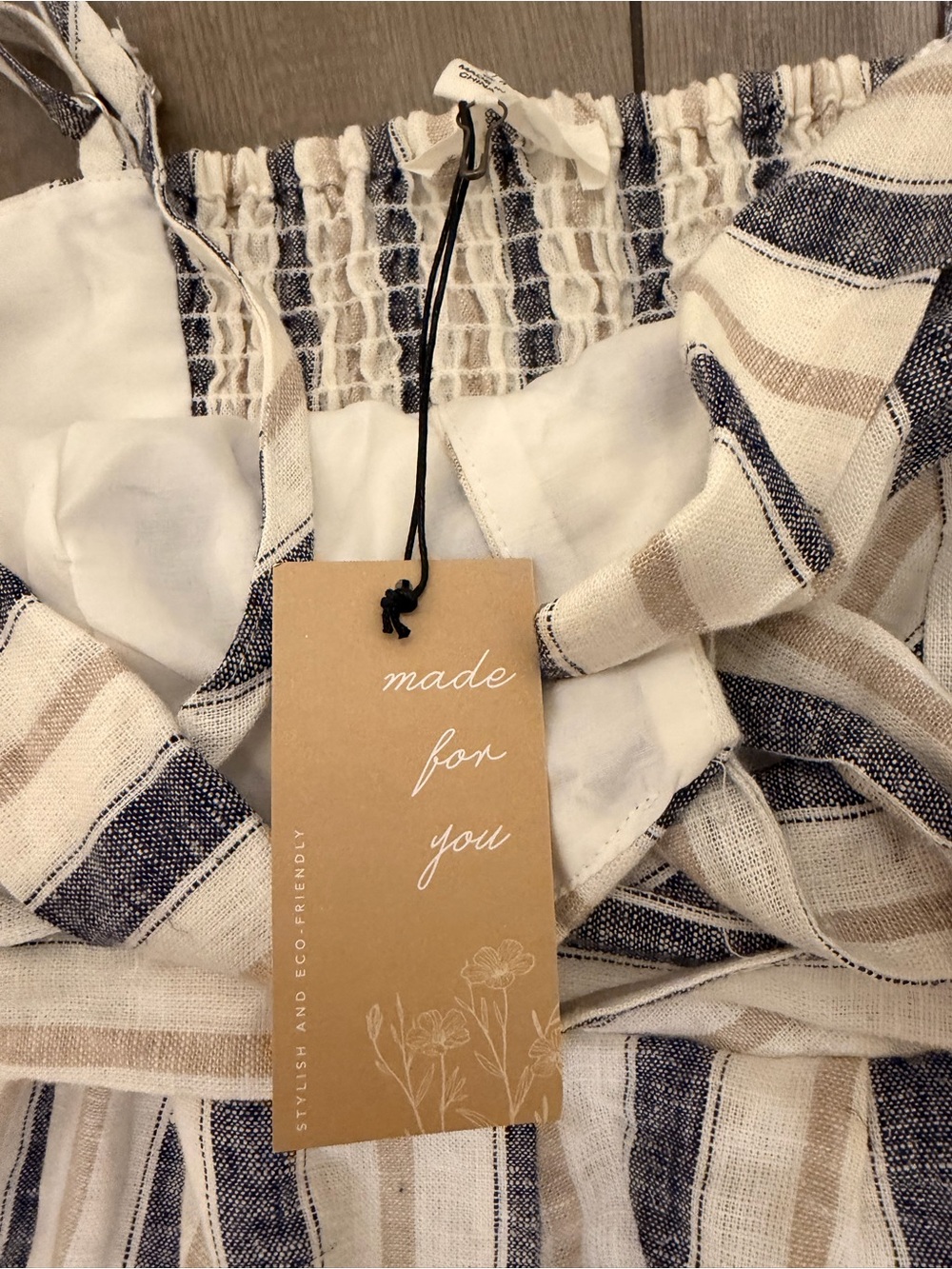 Love Tree Blue and White Striped Button-Front Jumpsuit with Belt - Picture 7 of 11